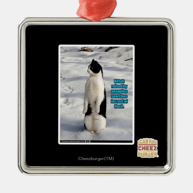 Raised by Penguins Metal Ornament (Front)