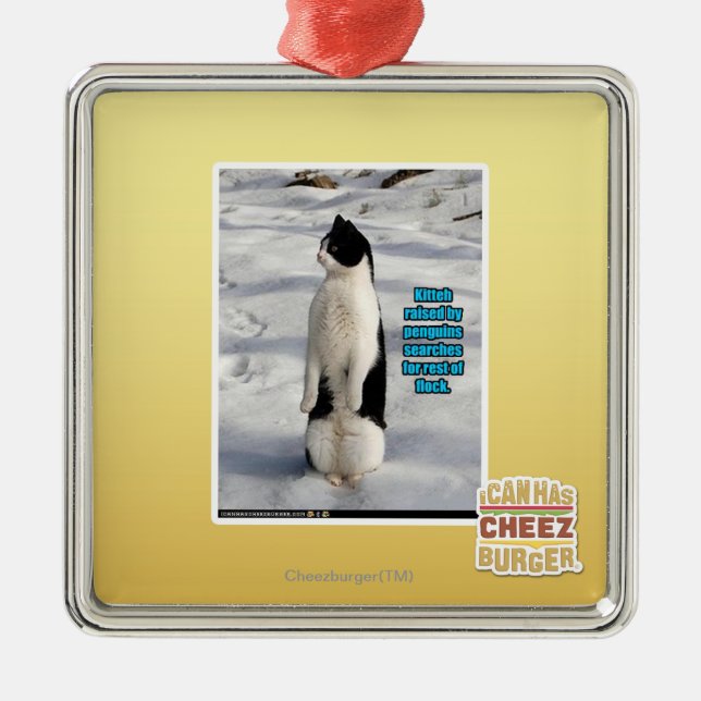 Raised by Penguins Metal Ornament (Front)