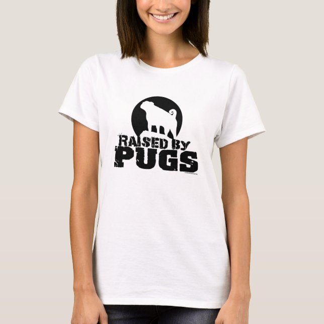 RAISED BY PUGS Womens Long Sleeved Shirt (Front)