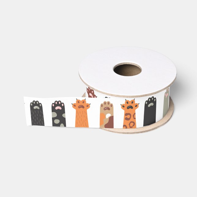 Raised Cat Paws Grosgrain Ribbon (Spool)