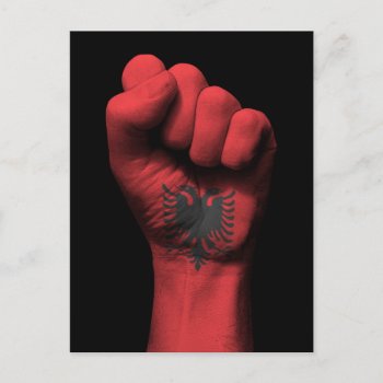 Raised Clenched Fist With Albanian Flag Postcard by UniqueFlags at Zazzle