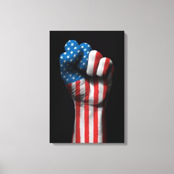 Raised Clenched Fist With American Flag Canvas Print by UniqueFlags at Zazzle