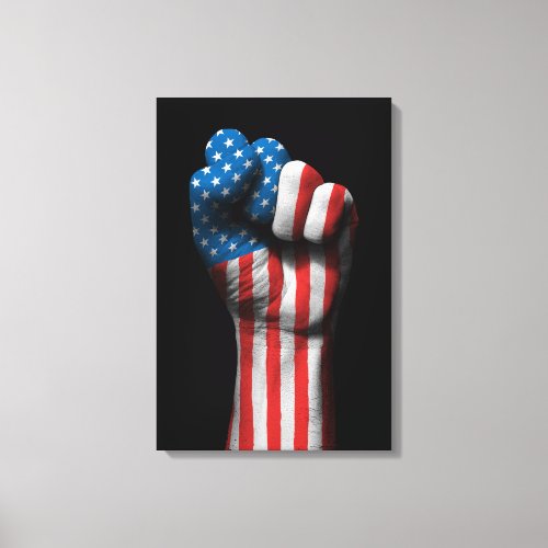 Raised Clenched Fist with American Flag Canvas Print