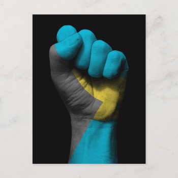 Raised Clenched Fist With Bahamas Flag Postcard by UniqueFlags at Zazzle
