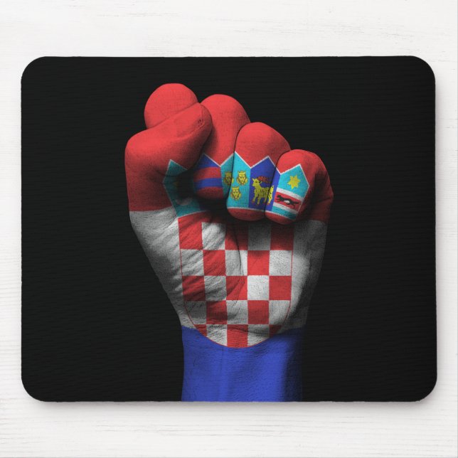 Raised Clenched Fist with Croatian Flag Mouse Pad (Front)