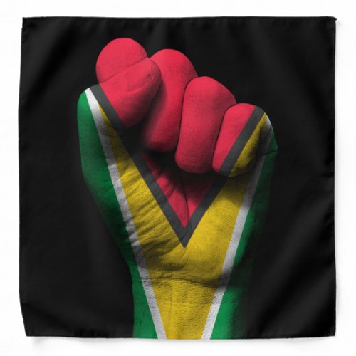 Raised Clenched Fist with Guyanese Flag Bandana