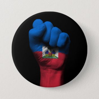 Raised Clenched Fist With Haitian Flag Button by UniqueFlags at Zazzle