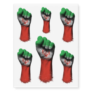 Raised Clenched Fist with Iranian Flag Temporary Tattoos