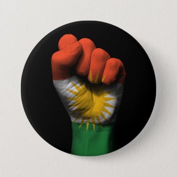 Raised Clenched Fist With Kurdish Flag Button by UniqueFlags at Zazzle