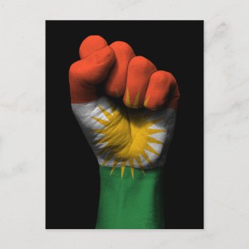 Raised Clenched Fist With Kurdish Flag Postcard by UniqueFlags at Zazzle