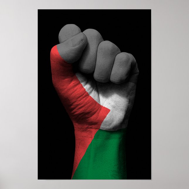 Raised Clenched Fist with Palestinian Flag Poster (Front)