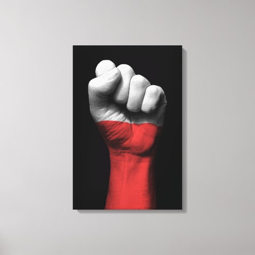 Raised Clenched Fist with Polish Flag Canvas Print