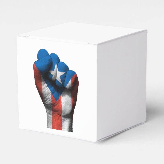 Raised Clenched Fist with Puerto Rican Flag Favor Boxes (Front Side)