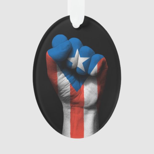 Raised Clenched Fist with Puerto Rican Flag Ornament