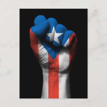 Raised Clenched Fist With Puerto Rican Flag Postcard by UniqueFlags at Zazzle