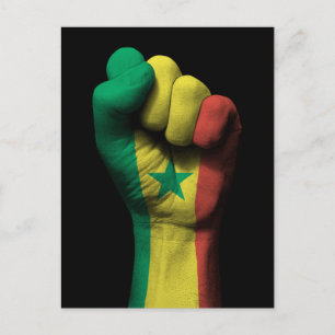 Raised Clenched Fist with Senegal Flag Postcard