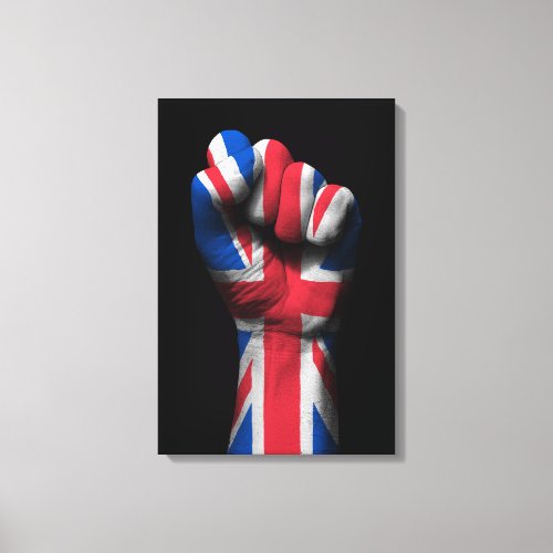 Raised Clenched Fist with Union Jack Flag Canvas Print