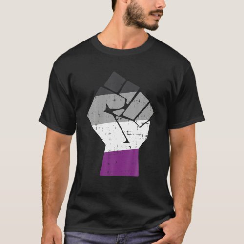 Raised Fist Asexual Ace Pride Flag Support Resist T_Shirt