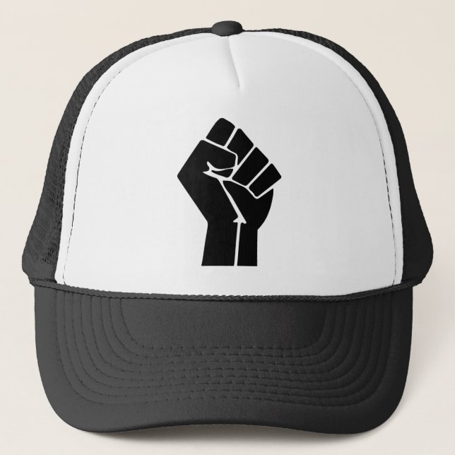 Raised Fist / Black Power Symbol Trucker Hat (Front)