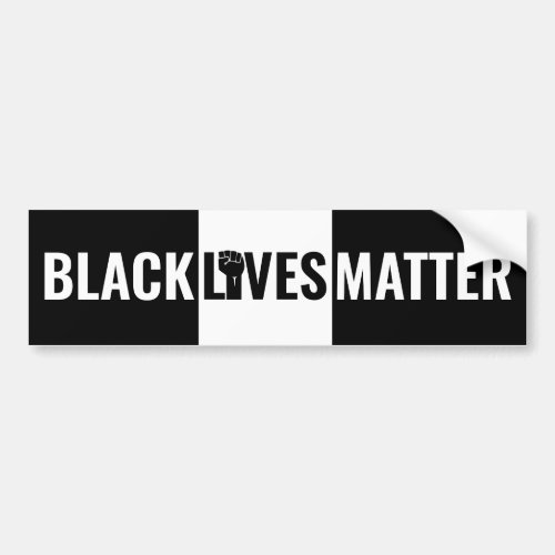Raised Fist Bold Black  White Black Lives Matter Bumper Sticker