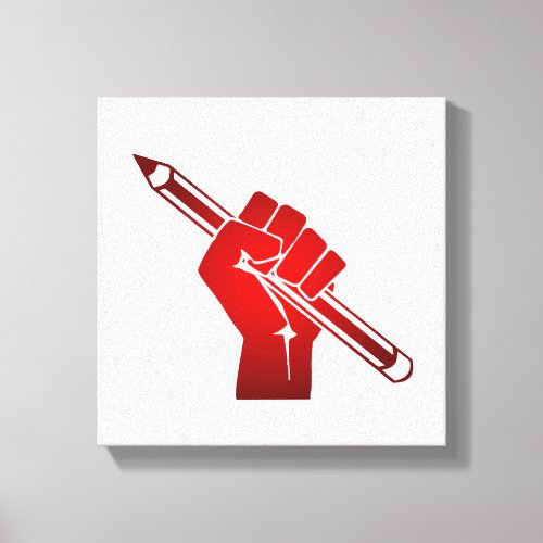 Raised Fist Holding a Pencil Canvas Print