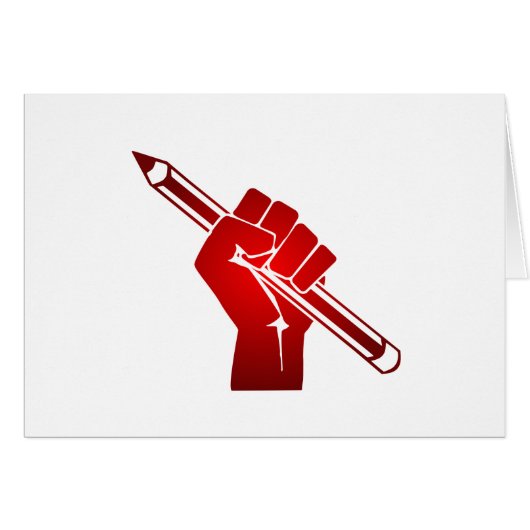 Raised Fist Holding Pencil Cards (Front Horizontal)
