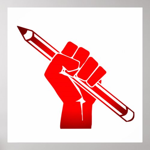 Raised Fist Holding Pencil Poster
