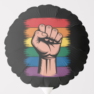 Raised Fist Pride Rainbow LGBTQ Support Rights Balloon