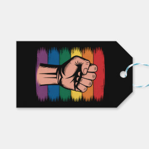 Raised Fist Pride Rainbow LGBTQ Support Rights Gift Tags
