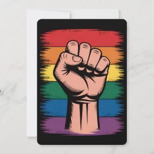 Raised Fist Pride Rainbow LGBTQ Support Rights Invitation