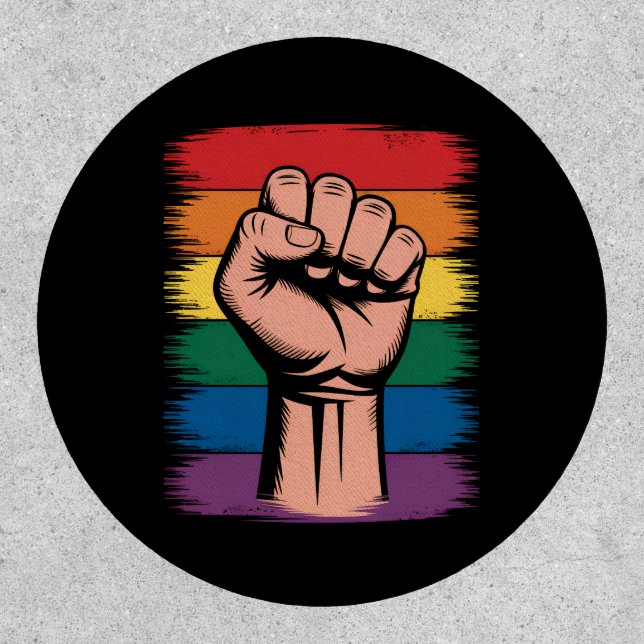 Raised Fist Pride Rainbow LGBTQ Support Rights Patch (Front)