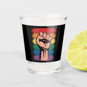 Raised Fist Pride Rainbow LGBTQ Support Rights Shot Glass