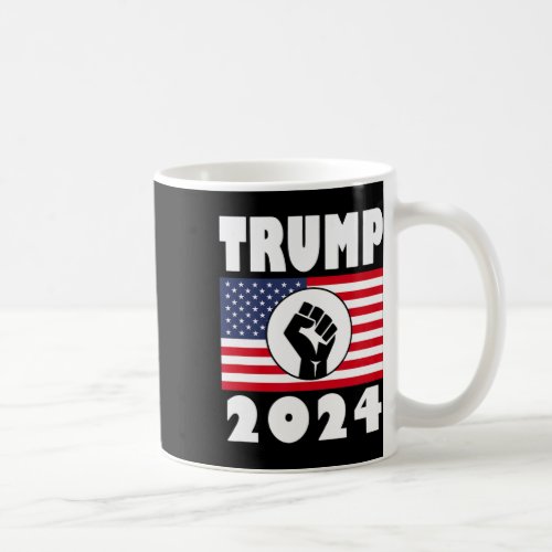 Raised Fist Trump 2024 American Flag Patriot  Coffee Mug