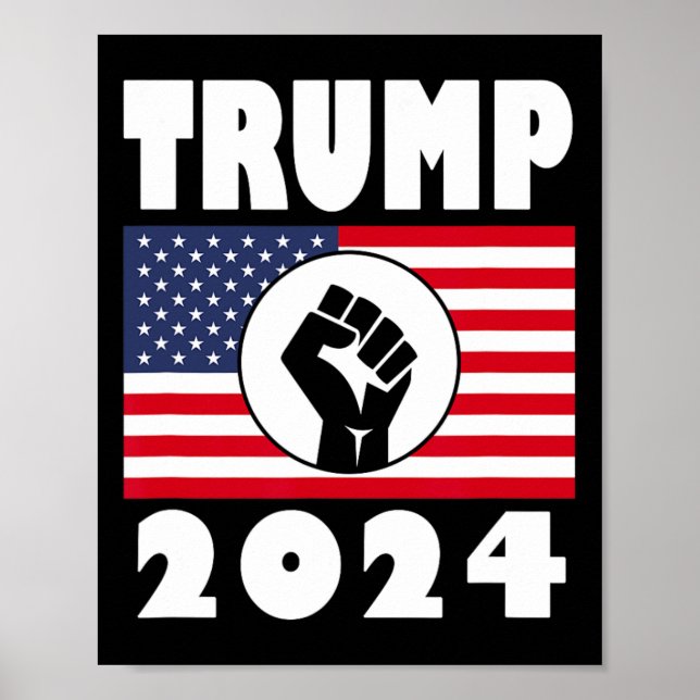 Raised Fist Trump 2024 American Flag Patriot  Poster (Front)