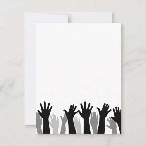 Raised hands silhouette hand raising protest holiday card