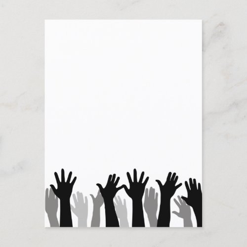 Raised hands silhouette hand raising protest postcard