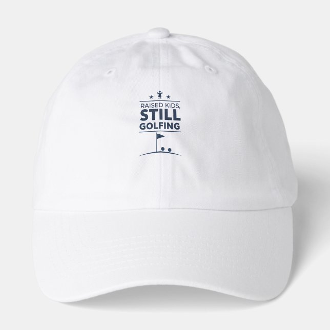 Raised Kids Still Golfing Modern Golf Humor Hat (Front)