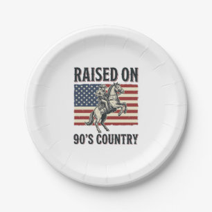 Raised On 90s Country Cowboy Western Shirt Design_ Paper Plates