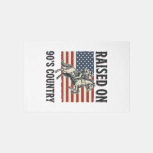Raised On 90s Country Cowboy Western Shirt Design_ Rug