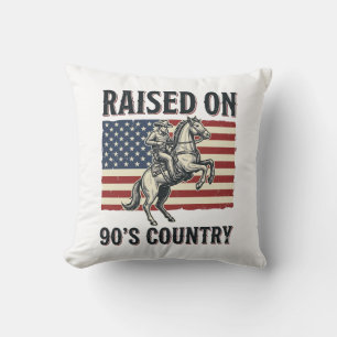 Raised On 90s Country Cowboy Western Shirt Design_ Throw Pillow