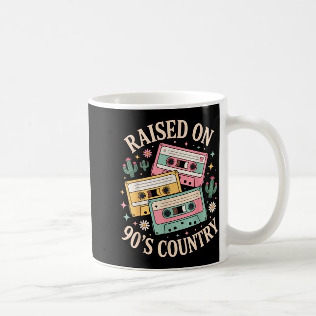 Raised On 90's Country Music Retro Cette Design  Coffee Mug (Right)
