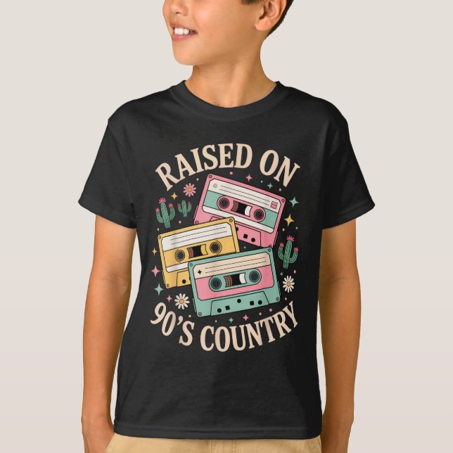 Raised On 90's Country Music Retro Cette Design  T-Shirt (Front)