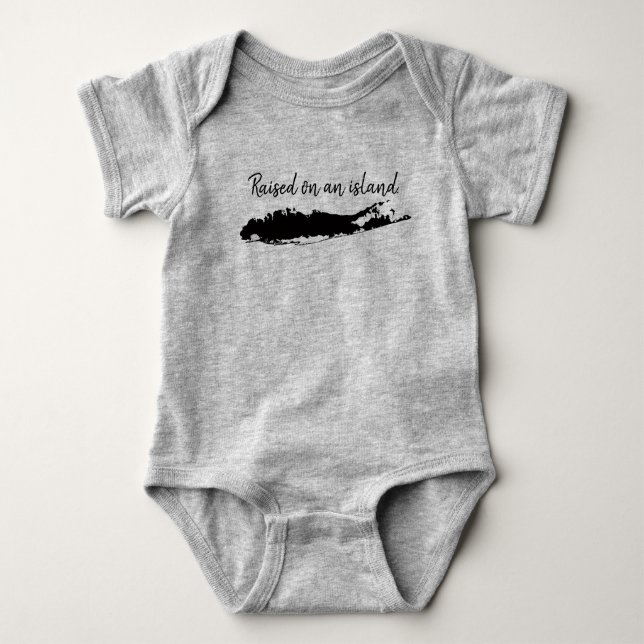 raised on an island Long Island New York Baby Bodysuit (Front)