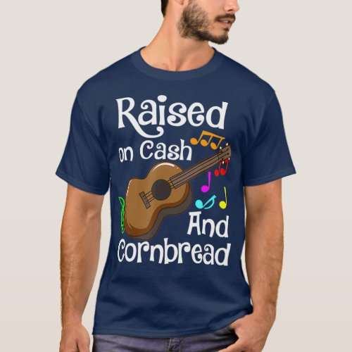 Raised on cash and cornbread  Cowboy guitar T_Shirt