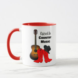 Music Themed Coffee Travel Mugs Zazzle Raised On Country Music Cool Cow Themed Mug