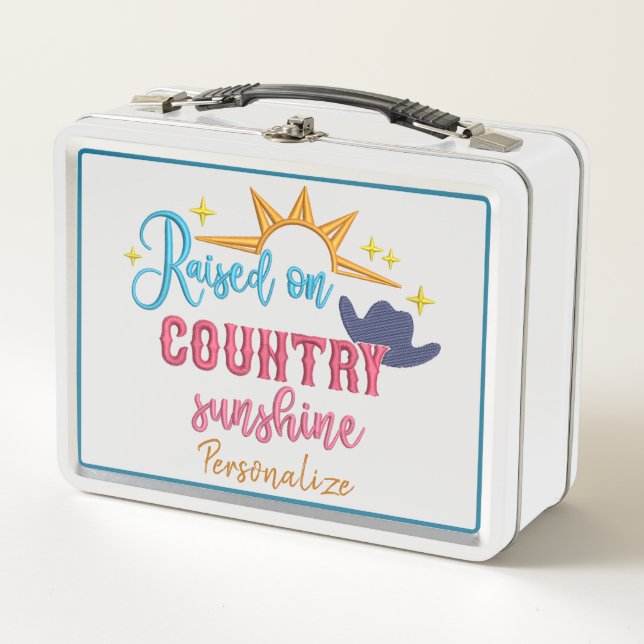 Raised on Country Sunshine Quote Personalized Metal Lunch Box (Front)
