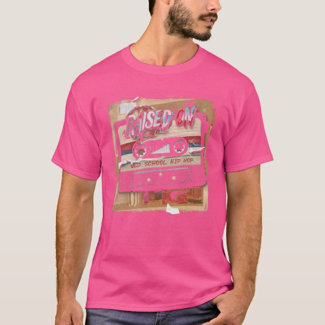 Raised On Old School Hip Hop Tshirt Cassette Graff (Front)