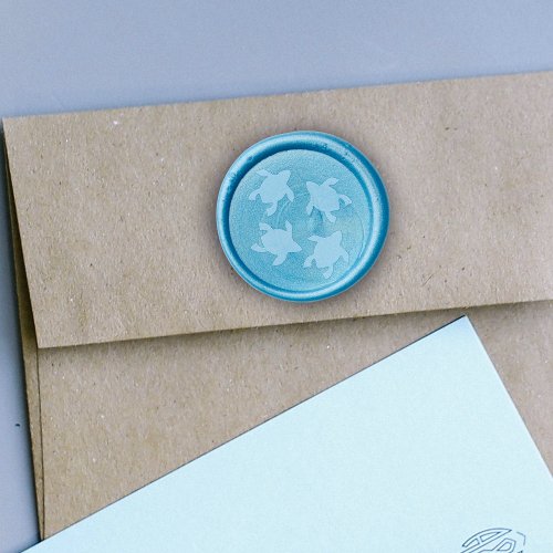 Raised Outline of Four Swimming Turtles Wax Seal Sticker