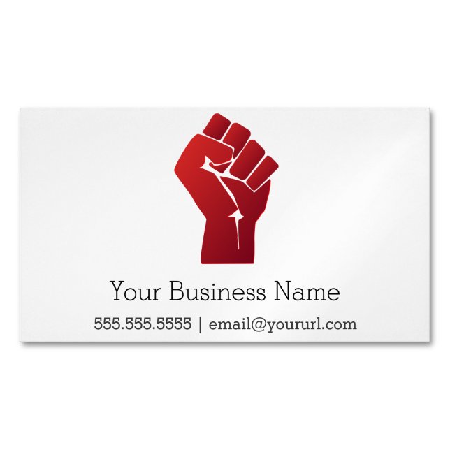 Raised Red Gradient Fist Business Card Magnet (Front)