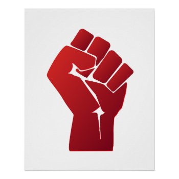 Raised Red Gradient Fist Poster by TerryBain at Zazzle